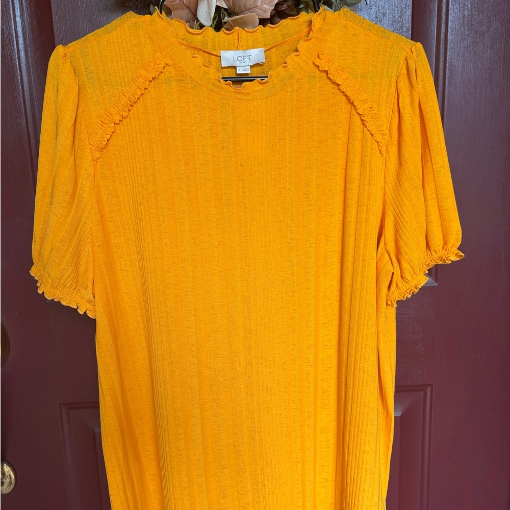 LOFT Sunny Orange Ruffle Blouse
